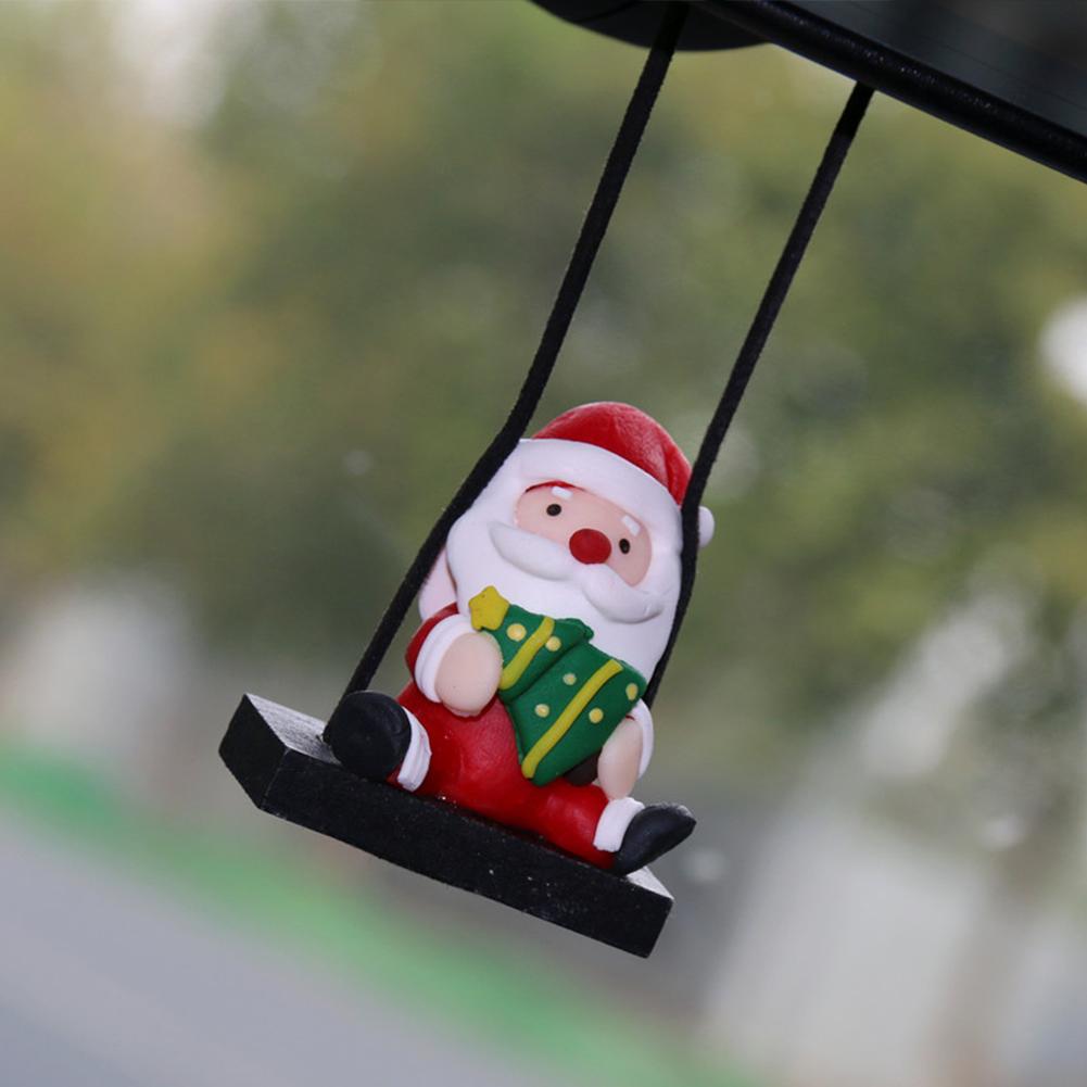 Cute Santa Claus Hanging Ornaments Auto Rearview Mirror Pendant Swinging Decoration Car Interior Accessories Decor