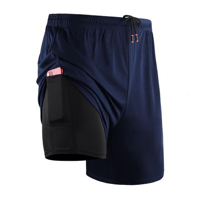 Men's 2 In 1 Training Shorts Quick-Dry Pockets Basketball Running Shorts Gym Fitness Pants