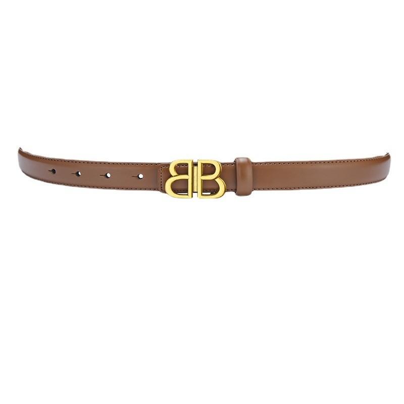 Elegant True Leather Waist Belt With Alloy Flat Buckle For Office And Daily Use
