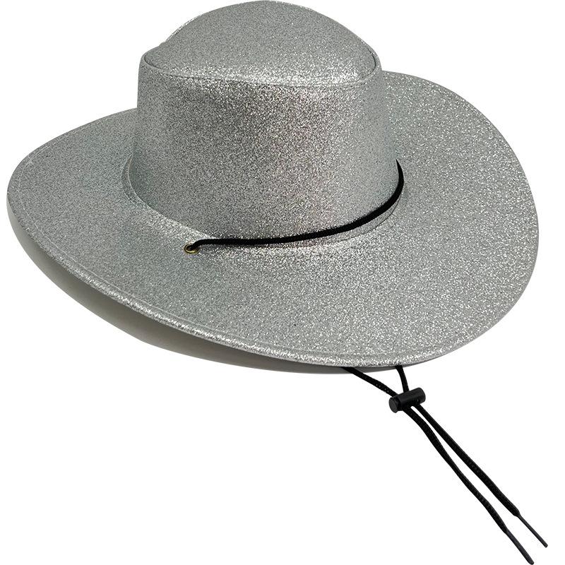 Glitter Pink Cowboy Hat Men British Gentleman Western Cowboy Jazz Hat Women National Style Windbreak Rope Top Hat