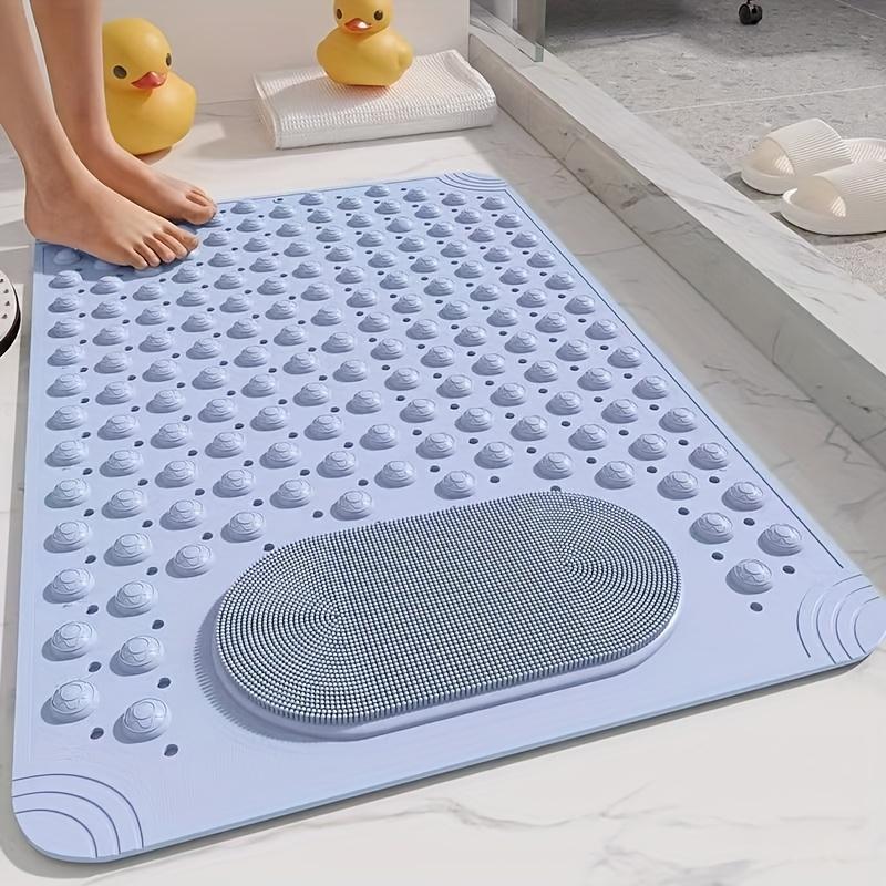 

Нескользящий ПВХ коврик для ванной с массажными кнопками - Светло-голубой и разноцветный в горошек, Прямоугольный коврик для безопасности в душе и ванной, Аксессуары для ванной 1pc светло-синий