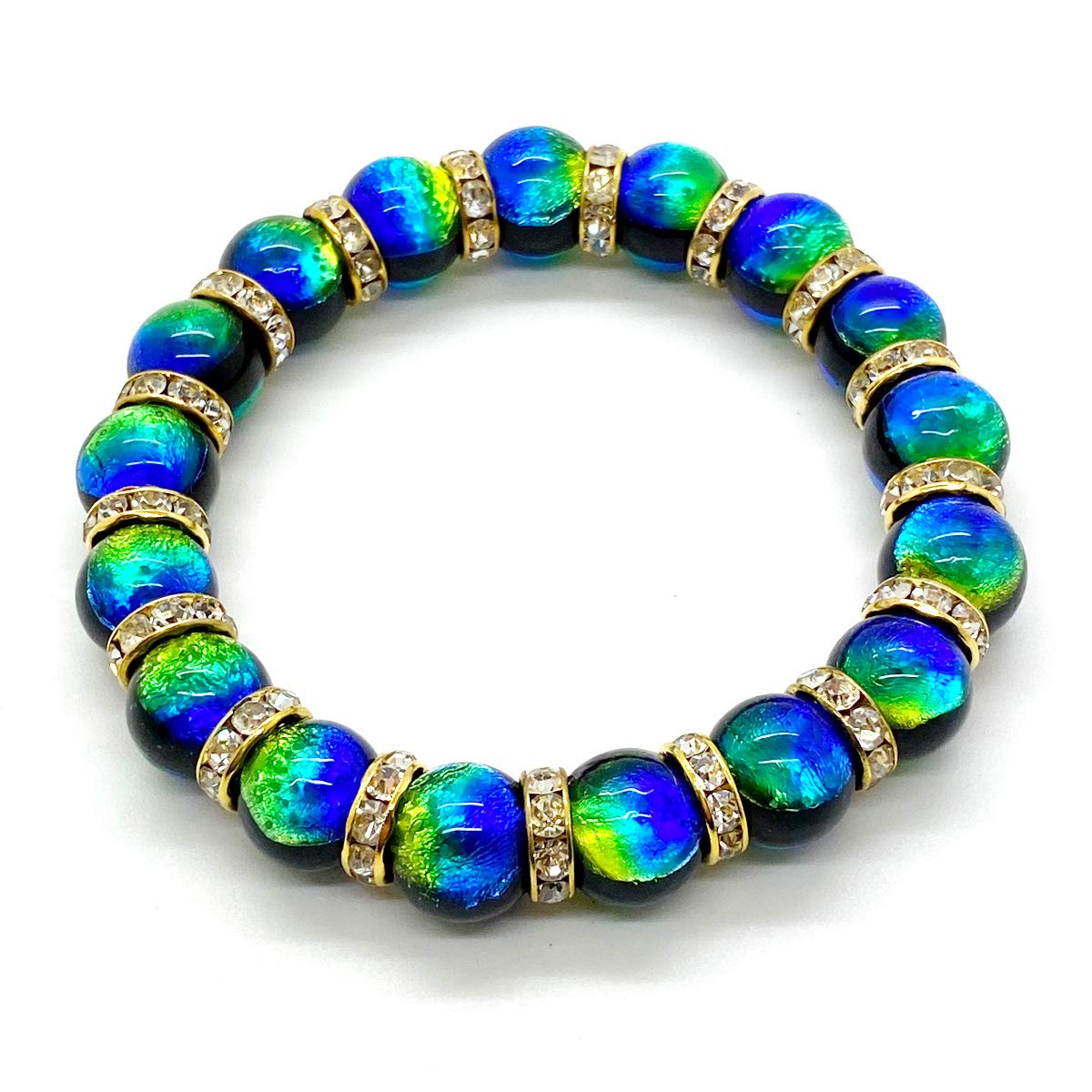 

[Sea drop] Glow-in-the-dark Firefly Glass Kerama Marine 12mm Bracelet Gold Rondelle Luminous Beads Lampwork Beads [007bt-12]