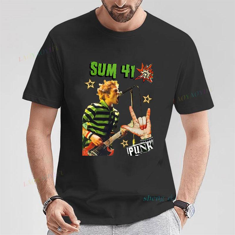 Rock Band Playera Sum 41  Unisexs T Shirts SUM41 Popular Punk Graphic Short Sleeve O Neck TShirt Casual Loose Clothes