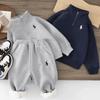 Kid's 2 Piece Printed Suit Short Sleeve Button Up Top Wide Leg Pants Suit Set Pajamas Home Casual Suit