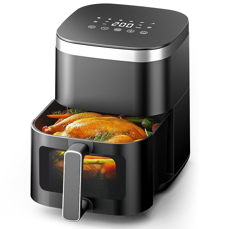 Wallfire 4.5L Large Capacity Air Fryer, Oil-Free, for 1-5 People, Fast and Healthy Frying, LED Display, Touch Panel, Timer, Temperature Control,