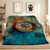 Compass Map Flannel Blanket Throw Blanket Soft Warm Sofa Bed Camping Car Home Decor Unique Christmas Gift C9302637