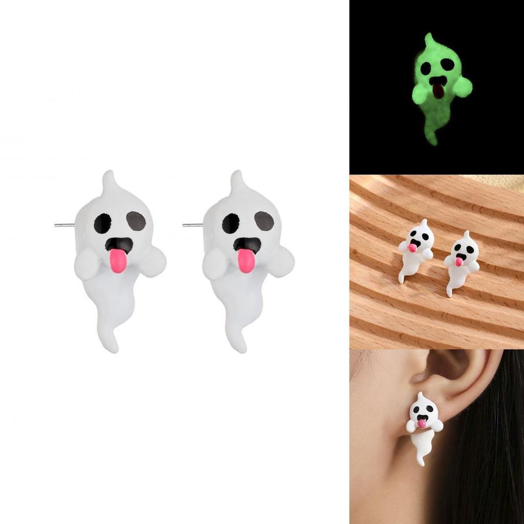 Elegant Ghost Halloween Earrings Striking Glow In The Dark Charming Alloy Ear Studs Women For