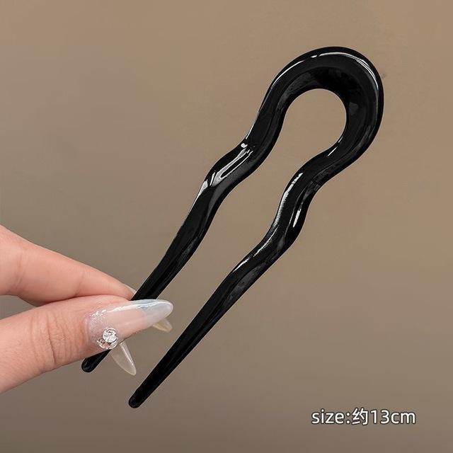 U-Shaped Hair Fork Fashion Tortoiseshell Acetate Acrylic Hairpin Geometric Design Headwear Hair Sticks Women Girls Accessories