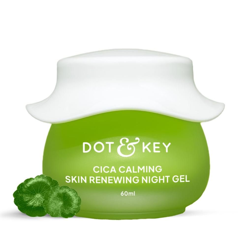 Dot & Key CICA Calming Skin Renewing Night Gel | For Oily, Acne Prone And Sensitive Skin | Night Cream with Niacinamide, Green Tea & Hyaluronic | F