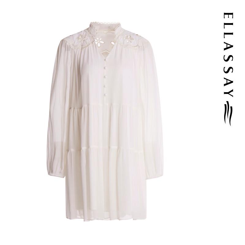 ELLASSAY Mulberry Silk Embroidered A-Line Dress