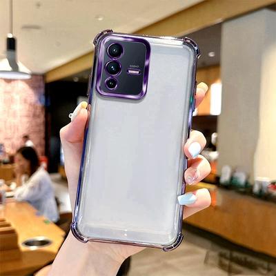 Airbag Shookproof Lens Case For Vivo Y33S Y21 Y20 Y16 Y11S Y15S Y19S Y17S Y53S Y04 Y18 Y29 Y27 Y28 Y76 Y36 Y38 5G Plating Silicone Back Clear Cover