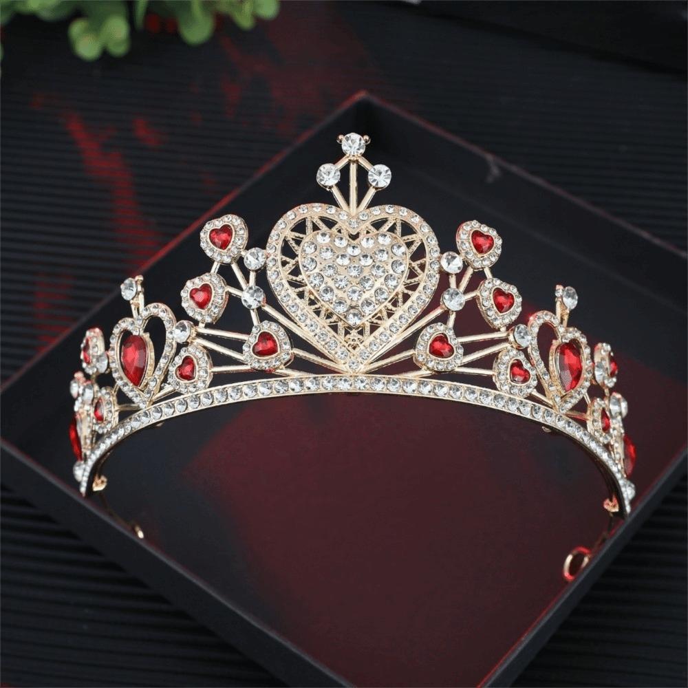 Huvudprydnader Kristall Brudtiara Krona Flerfärgad Bröllopshår Tiara Fantastiska Accessoarer