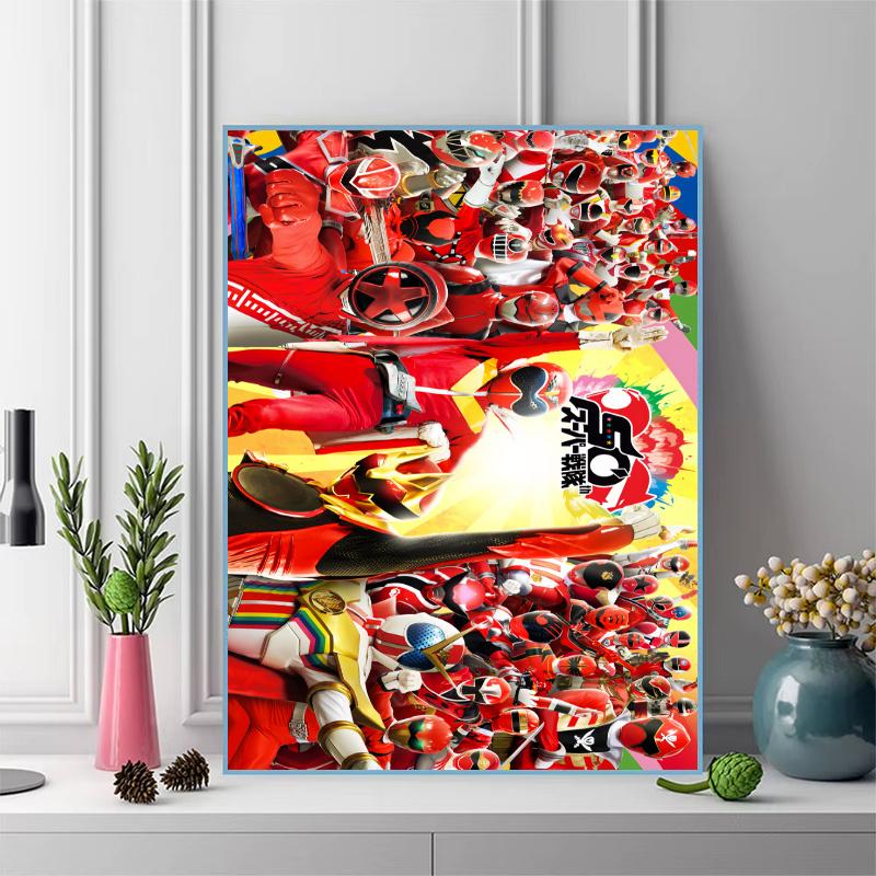 Super Sentai Hero Squad Pattern  3pcs 100% Round Full Drill 5D DIY Diamond Painting Embroidery Cross Stitch Rhinestone Décor