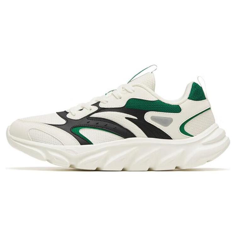 New Anta Cushioned Anti Slip Wear Resistant Breathable Lightweight Low Top Running Shoes Men's Ivory White 112245575-1