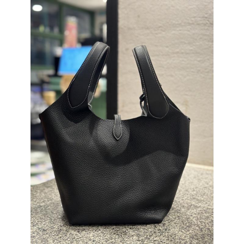 

High-quality Matching Top Layer Pilaf Basket Bag, Large-capacity Hand-held Bucket Bag, Single-shoulder Crossbody Bag 27 * 14 * 20cm чорний