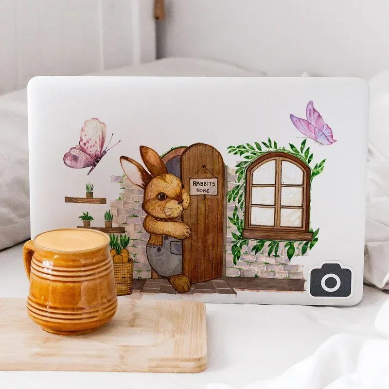 New Creative Hare Cute Bunny Butterfly Wall Sticker Breaking Out The Door Living Room Bedroom Creative Decorative Wall Sticker