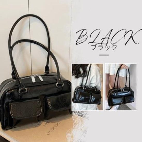 MORGEN SKY Shoulder Bag Womens PU Leather Handbag Double Pocket Square Type Sacoche Stylish Underarm Commuting JK School Carry Plain BAG801