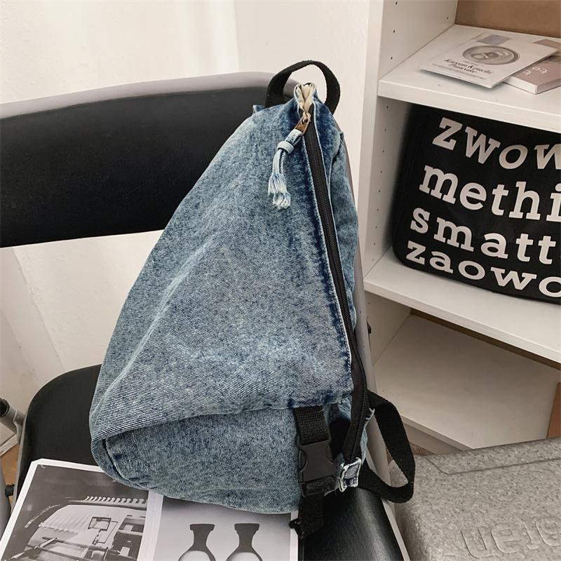 Large Capacity Retro Denim Backpack Women's Lightweight Backpack