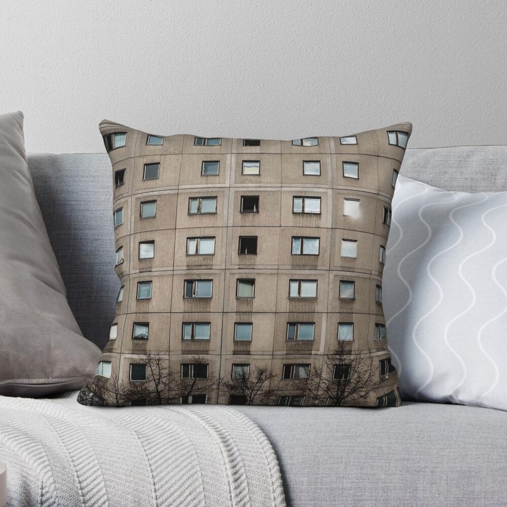Plattenbau Building Facade Architecture Square Pillowcase Polyester Linen Velvet Creative Throw Pillow Case Home Cushion Cover
