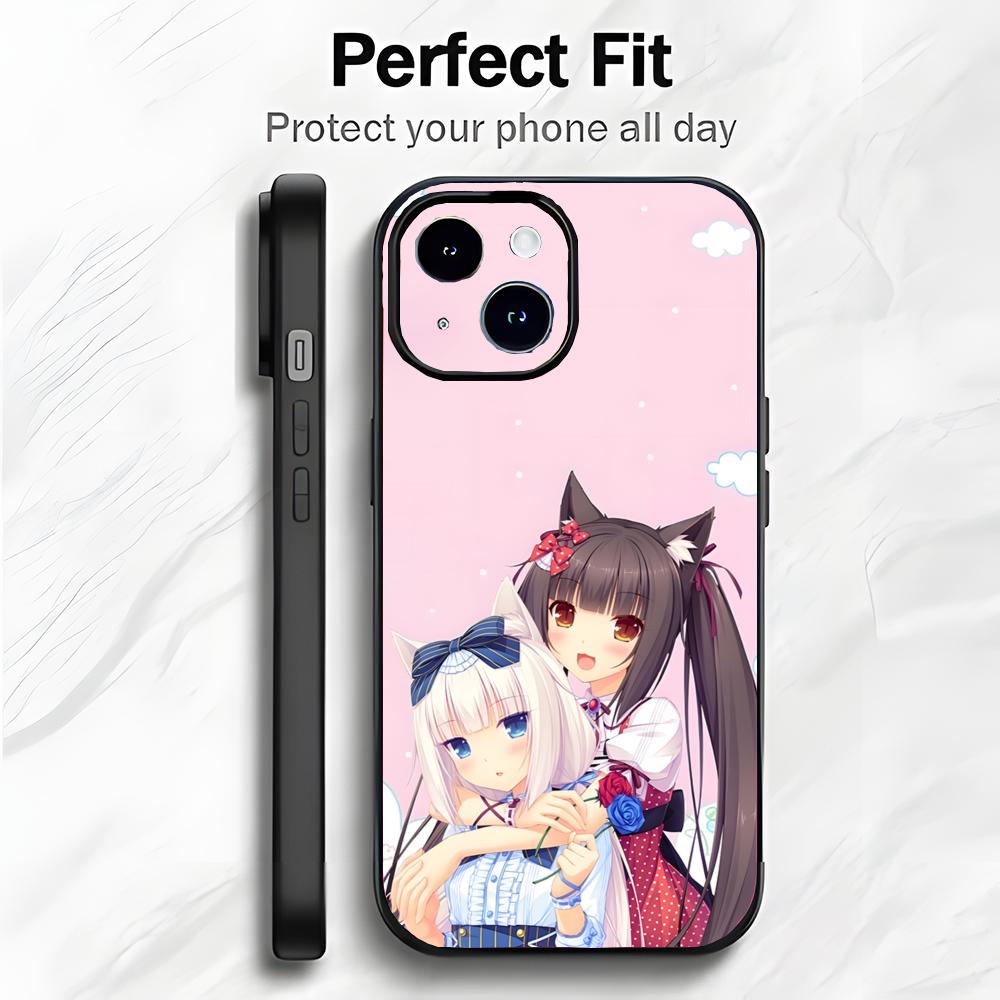 Custodia per Telefono Kawaii Giapponese Anime N-Nekopara Custodia per Telefono Confezione Morbida Leggera Per iPhone17 16 15 14 13ProMax