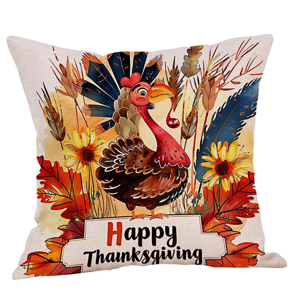 Cartoon Turkey Pattern Throw Pillow Covers With Digital Printing Of Short Plush Fabric Car-Shaped Sofa Cushion Office Home Decor