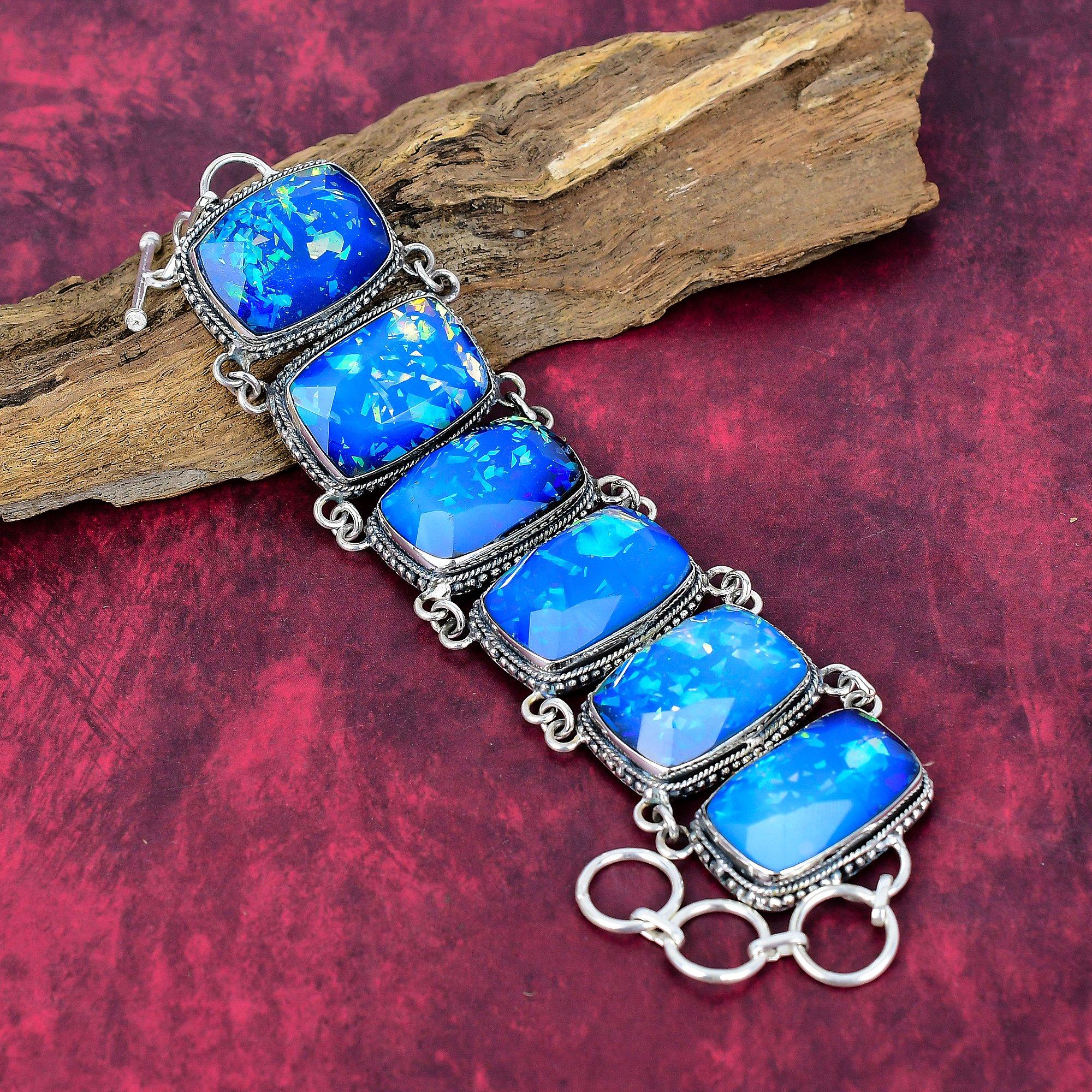 

Браслет Dico Glass из стерлингового серебра 925 пробы с регулируемой цепочкой, браслет ручной работы с драгоценными камнями, подарок для нее Adjustable With 8 Inches