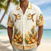 Men's Flamingo Print Short Sleeve Shirt, Casual Collar Tops, Tropical Palm Leaf Style For Spring & Summer