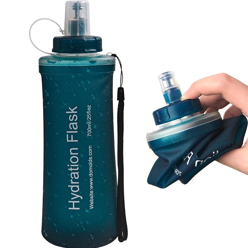 Foldable Sports Water Bottle with Filter for Running, Cycling, Hiking - Outdoor Portable Soft TPU Design