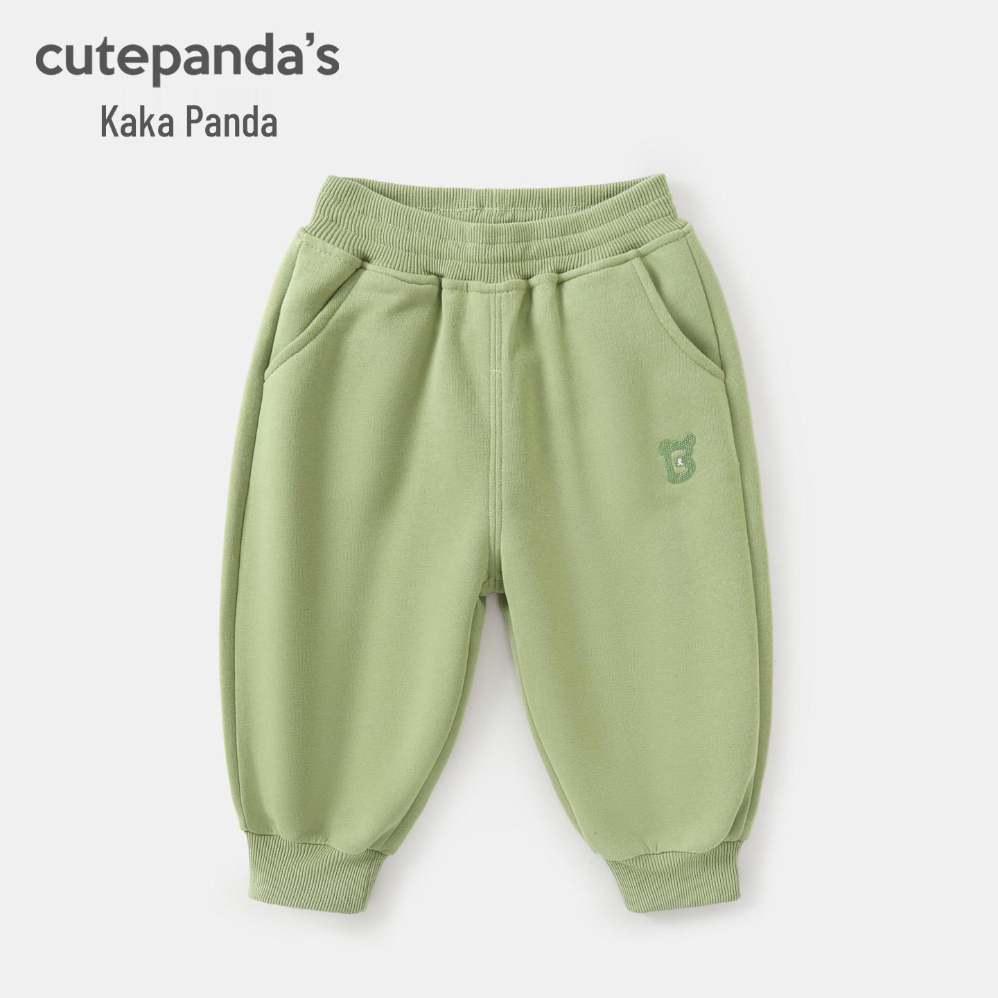 Kaka Panda Kids  Spring Casual Pants - Trendy Toddler and Children Sportswear 100 cm зелёный/серый