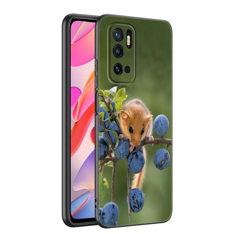 Animal Mouse Hamster Flower Phone Case For Xiaomi Mi A2 8 9 SE Note 10 10T 11 12 Lite 9T 11T 12S 12T Pro A3 6X 12X Black Cover
