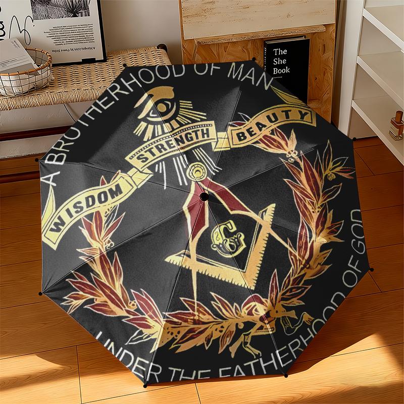 1pc Modern Freemasonry Umbrella Portable Folding Umbrella Iron Frame Hole Bone Structure Outdoor Home Umbrella