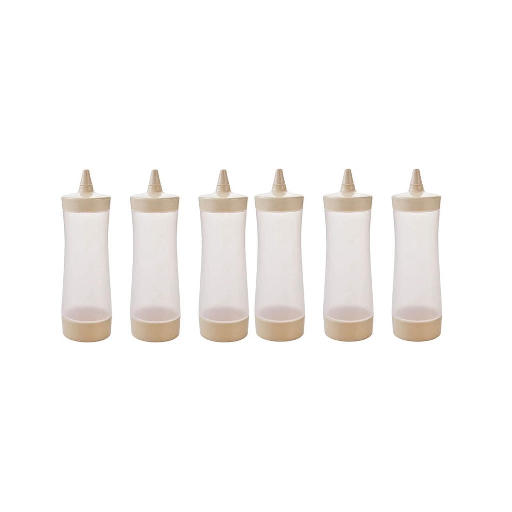 6 sztuk butelek na sosy do wyciskania Ketchup Butelka Pojemniki na musztardę do kuchni Sosy, Beżowe