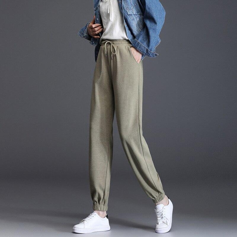 

Модні штани-шаровари з високою талією, жіночі однотонні повсякденні корейські драпіровані чорні штани, вільні панталони зі шнурівкою на талії XXXXL світло-зелений колір