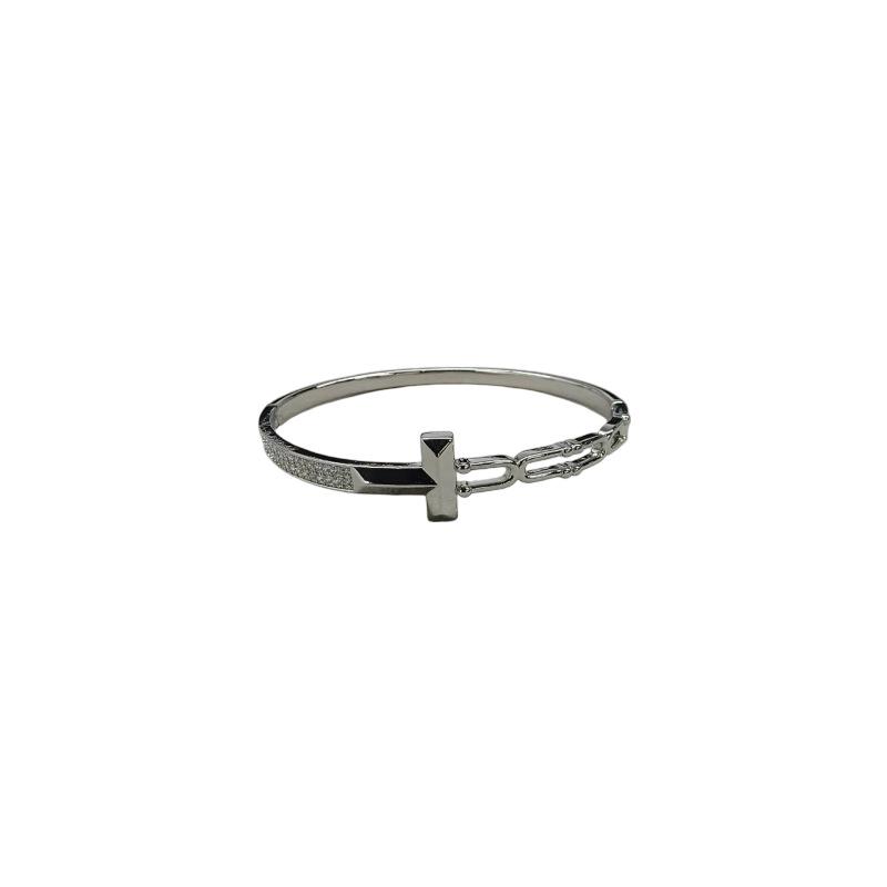 18K Gold Plated Zircon Letter Cutout Open Bangle – Elegant, Versatile Bracelet for Women