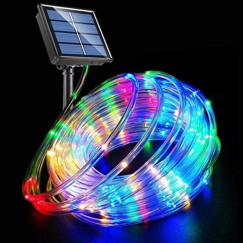 Solar Rope Strip Light Fairy String Garden Christmas Decoration Garland Xmas Solar Rope String Light Fairy Strip 32M/22M/12M/7M