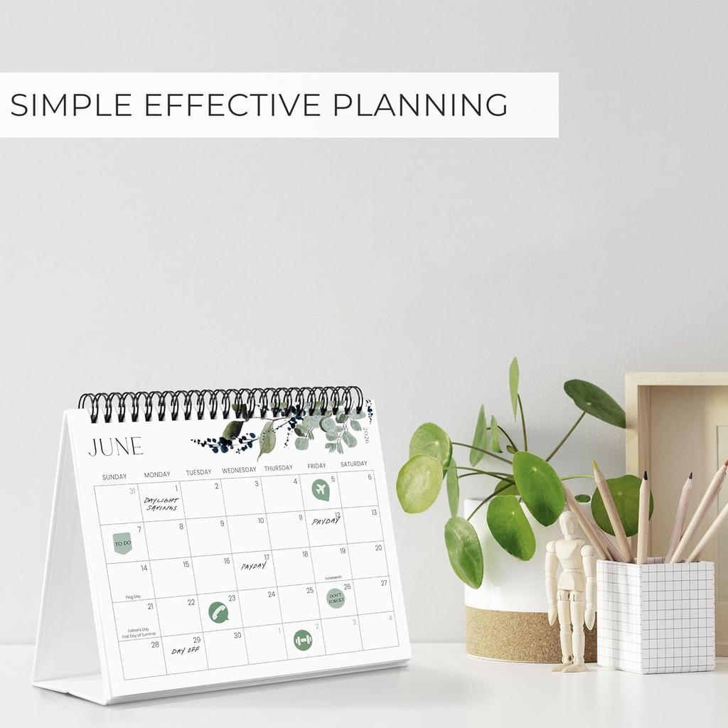 Aesthetic Desk Calendar 2026-2027 - Runs from June 2026 until July 2027 - Beautiful Small 26-27 Flip Desktop Calendar for Easy Organizing