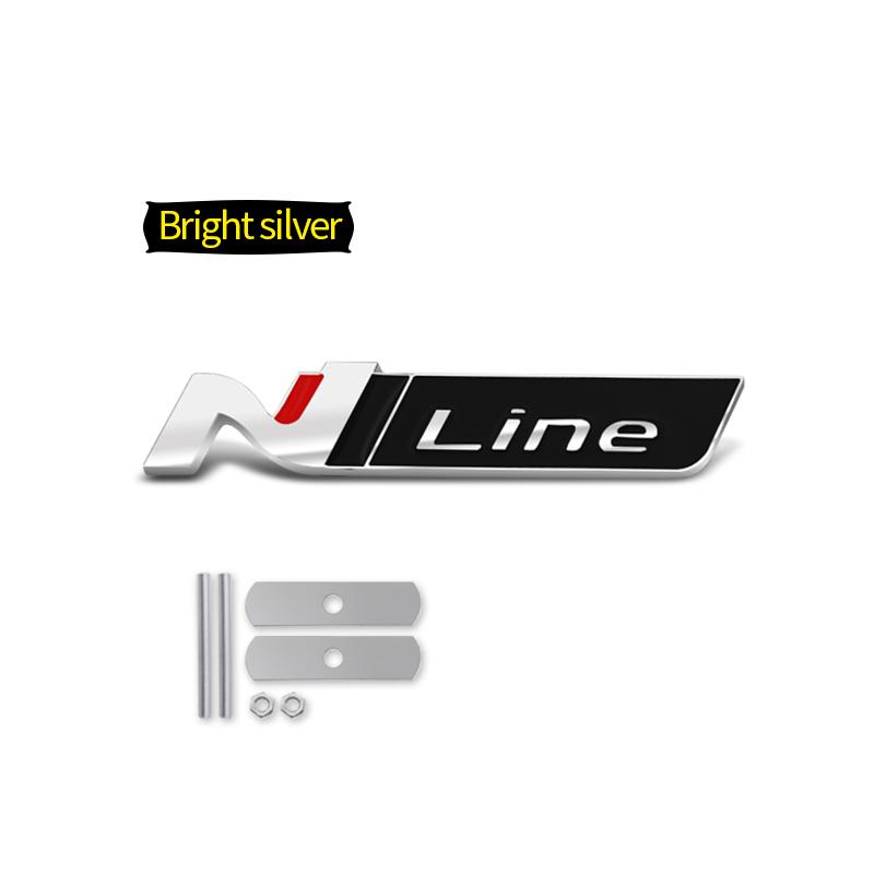 Car-Styling Metal Stickers N LINE Emblem Grille Badge For Veloster Accent Kona Elantra Ix25 Ix35 i30 i20 Sonata Tucson Kona