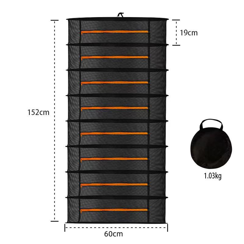 2468-Layer Foldable Hanging Floral Plant Drying Rack and Enclosed Net