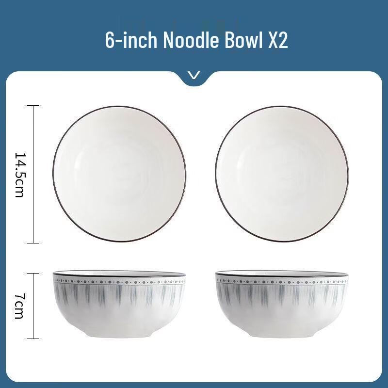 Abay Japanese Style Ceramic Noodle Bowl Set