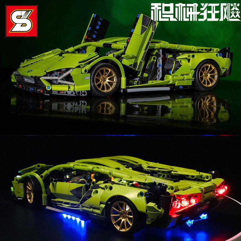 Sambo Bausteine Lamborghini Sportwagen Modell Kompatibel Lego Puzzle Zusammengebaut Ornamente Racing Toy Boy Geschenk