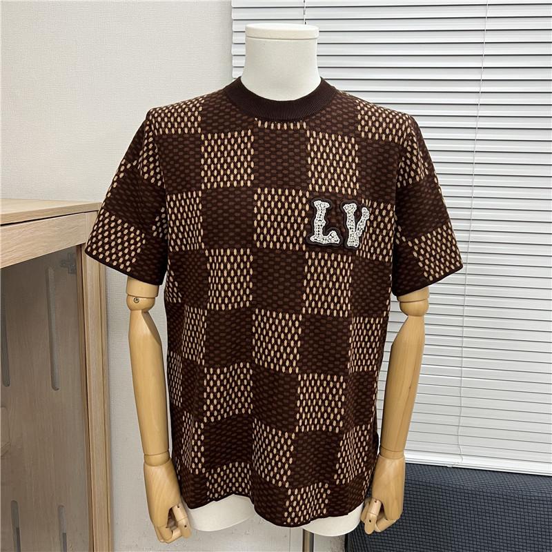 2025 Vår/Sommar Trendig Jacquardetikett Stickad Kortärmad Logotyp T-shirt