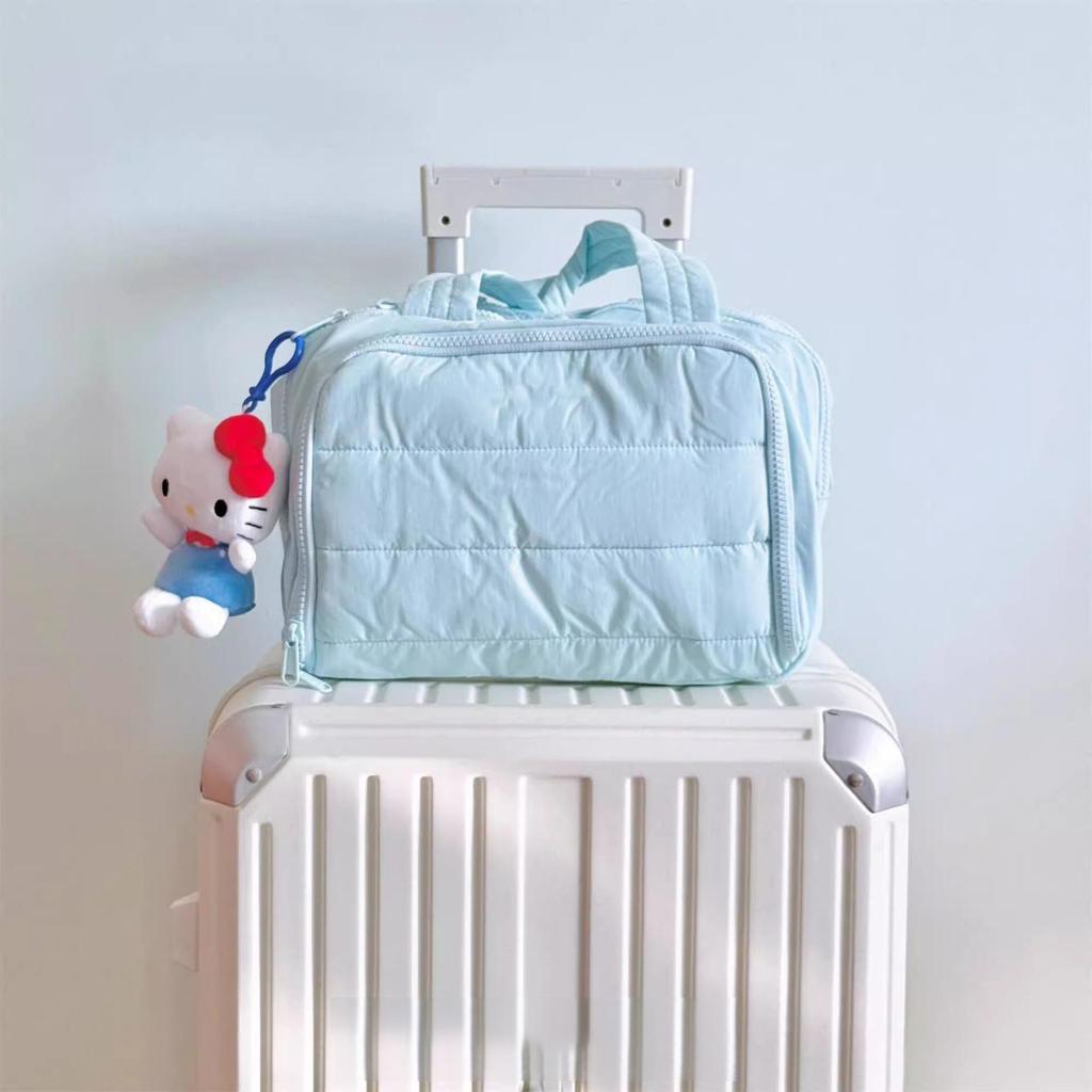 Large Double-Wide Fluffy Makeup & Toiletries Travel Bag for Women