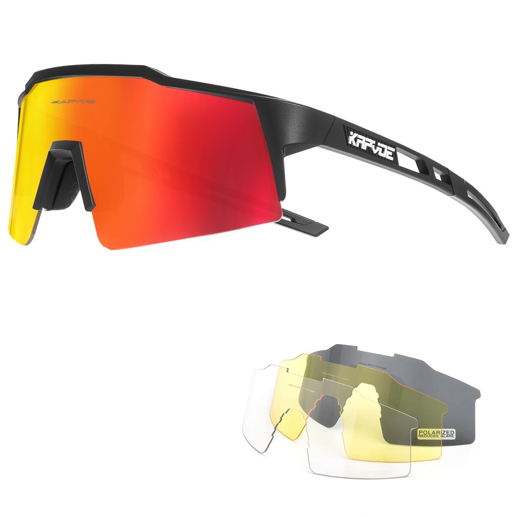 Kapvoe 4lens Cycling Glasses Sunglasses Cycling Goggles Outdoor UV400 Sports Protection MTB Road Mountain Bicycle Drive 4lens