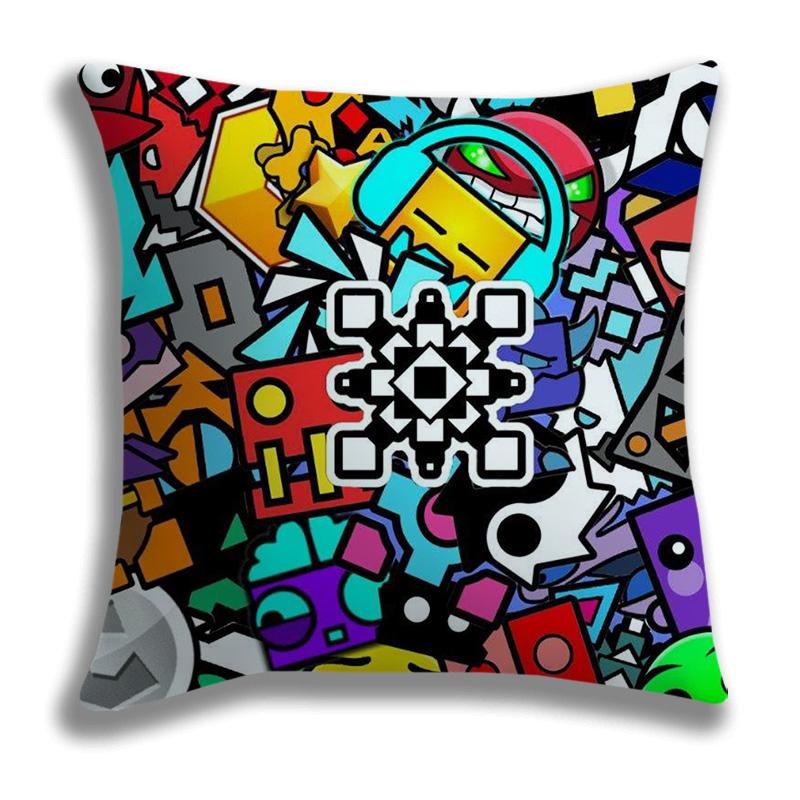 Geometry Dash Kreslený Potisk Povlak na Polštář 45x45cm Potahy na Polštáře Pohovka Postel Domácí Dekorace Vlastní Potahy na Polštáře Dekorace do Auta Dárek