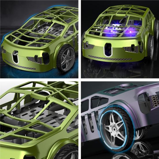 2-In-1 Remote Mini RC Flying Car with Control Drone Car Toy LED Lights Easy Fly Remote