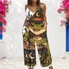 Damen Spaghettiträger Jumpsuit Süße Schwarze Katze Hexenhut Kürbis Halloween Print Weite Hosen Mit Taschen
