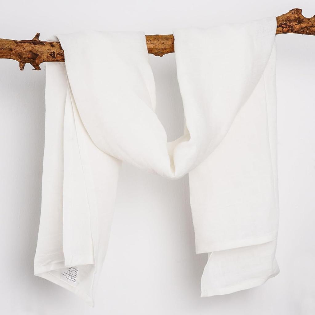 100% Linen Bath Towel 29.5x52 Inch French Flax Linen Quick Dry Towel for Bathroom, Beach, Travel, Sauna, Natural Thin Hair Towel, White