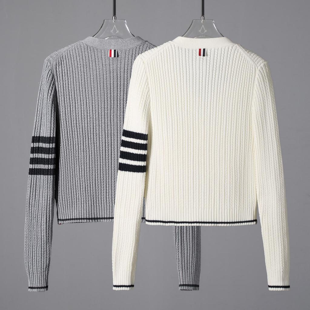 TBJL Damen Klassischer Strick-Cardigan mit vier Streifen - Herbst/Winter High-End Schlankmachende Mode.