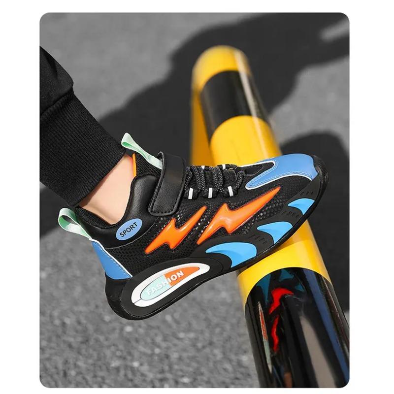 Kids High-top Sneakers Hook & Loop Non-slip Breathable Casual Sports Shoes for Boys