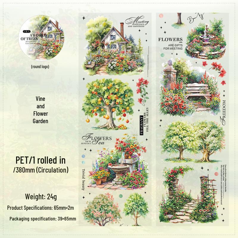 Ketchup Plant Landscaping Tape: Fresh, Cute, PET Material for Children's DIY Collage and Journaling.
